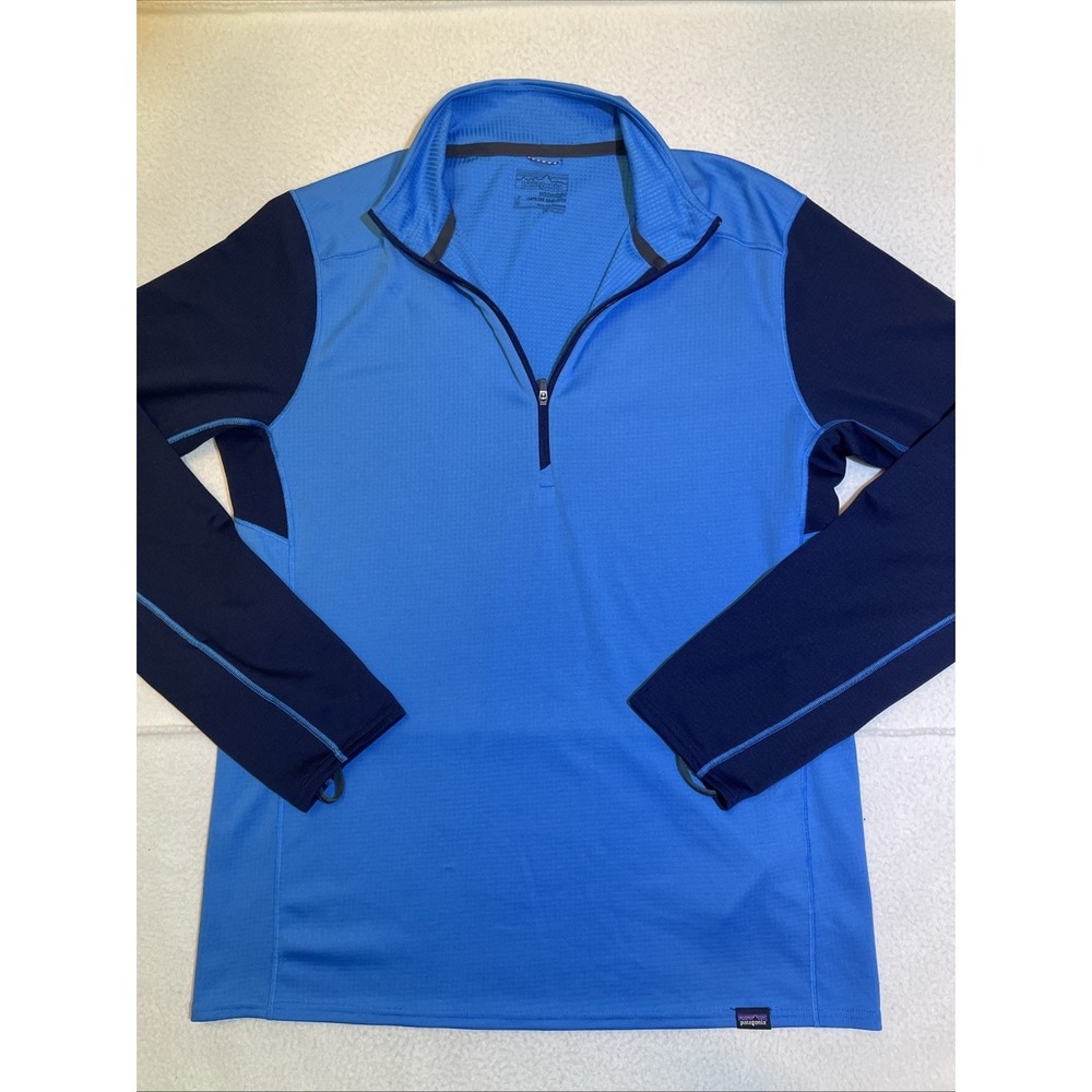 Patagonia Capilene Base Layer Shirt Mens Size M 1/4 Zip Blue Midweight‎ Hiking